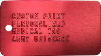 Red Medical Alert Tag Custom Print Health ID Medic Embossed Metal Dog Tag Dogtag Red Medical Alert Tag Custom Print Health ID Medic Embossed Metal Dog Tag Dogtag