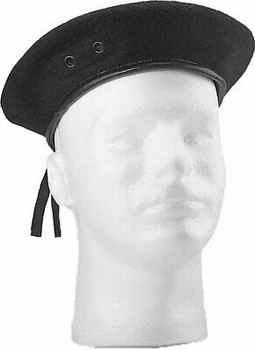 Black Beret Army Military Wool Hat With Eyelets Black Beret Army Military Wool Hat With Eyelets
