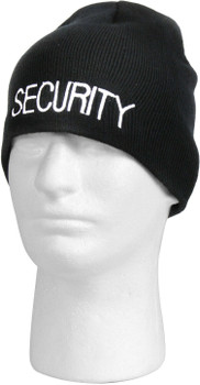 Black Security Skull Beanie Hat Embroidered Knitted Winter Acrylic Cap Black Security Skull Beanie Hat Embroidered Knitted Winter Acrylic Cap