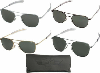 AO Eyewear Aviator Sunglasses Air Force Style Grey Lenses With Case