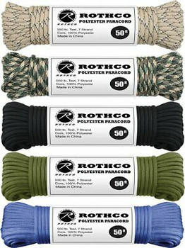 550LB 7 Strand 100% Polyester Type III Paracord Rope 50 Feet 550LB 7 Strand 100% Polyester Type III Paracord Rope 50 Feet