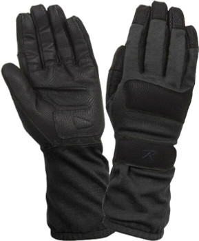 Black Fire Resistant Griplast Textured Reinforced Long Military Leather Gloves Black Fire Resistant Griplast Textured Reinforced Long Military Leather Gloves