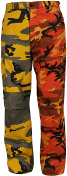 Orange & Yellow Camouflage Two Tone Fashion Icon BDU Cargo Pants Trousers