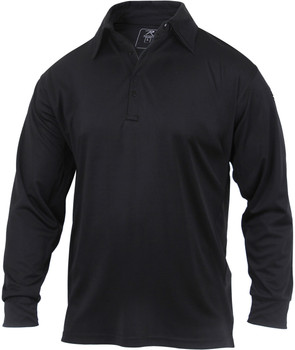 Black Moisture Wicking Tactical Performance Work Job Long Sleeve Polo Shirt Black Moisture Wicking Tactical Performance Work Job Long Sleeve Polo Shirt