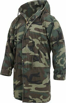 Camo Military M-51 Fishtail Parka Vintage Hooded Army Jacket Woodland Camouflage Camo Military M-51 Fishtail Parka Vintage Hooded Army Jacket Woodland Camouflage