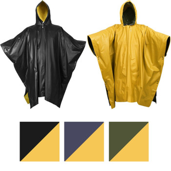 Reversible Waterproof Rain Poncho High Visibility PVC Thick Outdoor Hood & Snaps Reversible Waterproof Rain Poncho High Visibility PVC Thick Outdoor Hood & Snaps