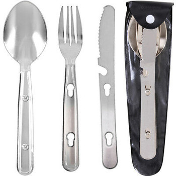 3 Piece Stainless Steel Chow Kit Set Knife Fork Spoon Camping Survival Hiking 3 Piece Stainless Steel Chow Kit Set Knife Fork Spoon Camping Survival Hiking