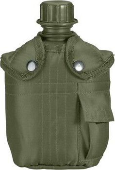 Olive Drab 1 Quart Plastic Military Canteen Set with Cover & Belt Clip Olive Drab 1 Quart Plastic Military Canteen Set with Cover & Belt Clip