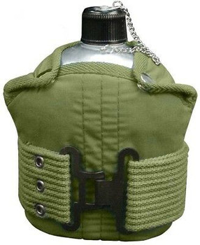 Aluminum 1 Quart Canteen With Cover & Olive Drab Pistol Belt Kit Aluminum 1 Quart Canteen With Cover & Olive Drab Pistol Belt Kit