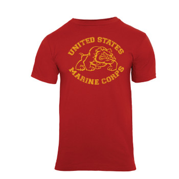  Red Marines Bulldog T-Shirt USMC Military Bull Dog Tee US Marine Corps