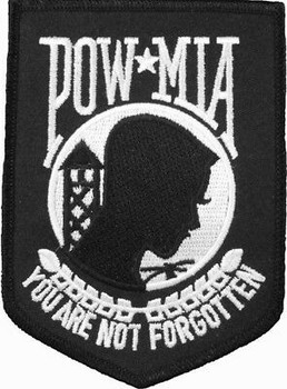 Black Embroidered POW-MIA Army Patch 3.25" x 4.75" Black Embroidered POW-MIA Army Patch 3.25" x 4.75"