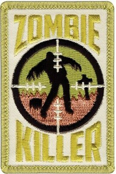 Olive Drab Military Zombie Killer Patch With Hook Back 2" x 3" Olive Drab Military Zombie Killer Patch With Hook Back 2" x 3"