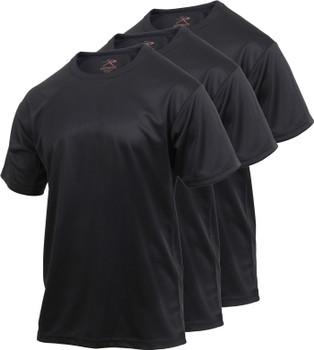 3 Pack - Black Solid Quick Dry Moisture Wicking Performance Army T-Shirt 3 Pack - Black Solid Quick Dry Moisture Wicking Performance Army T-Shirt