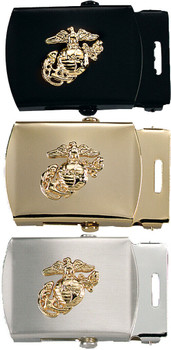 Gold USMC Marines Emblem on Web Belt Buckle 1.25"