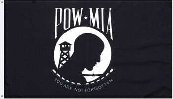 POW MIA Flag 2'x3' Large High Quality, Black / White, You Are Not Forgotten POW MIA Flag 2'x3' Large High Quality, Black / White, You Are Not Forgotten