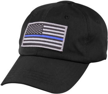 Black Tactical Operator Cap with Removable Thin Blue Line USA Flag Patch Black Tactical Operator Cap with Removable Thin Blue Line USA Flag Patch