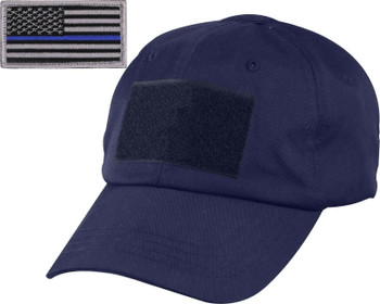 Navy Blue Tactical Operator Cap with Removable Thin Blue Line USA Flag Patch Navy Blue Tactical Operator Cap with Removable Thin Blue Line USA Flag Patch