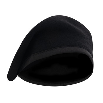 Black Military Clutch Wool Beret No Eyelets