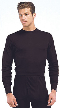 Black Single Layer Long Sleeve Thermal Moisture Performance Poly Top Shirt