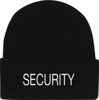 Black Acrylic Embroidered Security Watch Cap Black Acrylic Embroidered Security Watch Cap