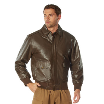 Brown Thick Heavy Leather Classic A-2 Flight Jacket