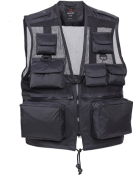 Black Tactical Recon Vest, Military Multi-Pocket Nylon Water Resistant Vest Black Tactical Recon Vest, Military Multi-Pocket Nylon Water Resistant Vest