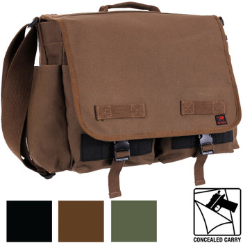 ARMYU Brown Original Heavyweight Cotton Canvas Classic Heavyweight Military  Messenger Bag + Streamer