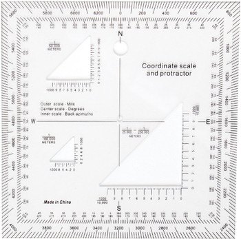 Military Coordinate Scale and Protractor Emergency Field Locator