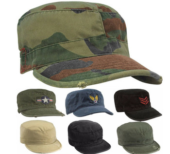 Vintage Fatigue Hat Fitted Army Uniform Military Patrol Washed Torn Ripped Hat Vintage Fatigue Hat Fitted Army Uniform Military Patrol Washed Torn Ripped Hat