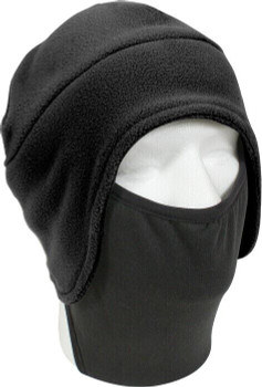 Black Polar Fleece Winter Beanie Cap Hat with Face Mask Black Polar Fleece Winter Beanie Cap Hat with Face Mask