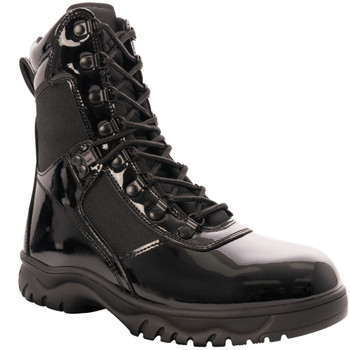 Forced Entry High-Gloss Tactical Slip-Resistant Boots with Side Zipper - 8 Inch