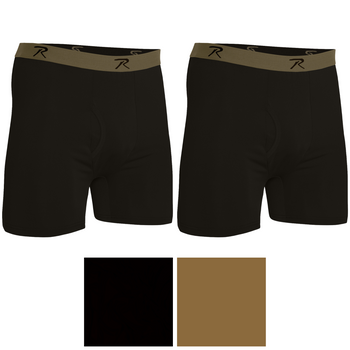 Mens Black Performance Boxer Shorts Moisture Wicking Tactical Style Lightweight Underwear - Set of 2