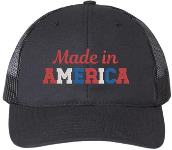 Made in America Embroidered Trucker Hat Patriotic USA Mesh Back Snapback Cap