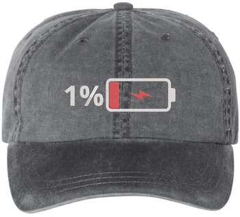 Low Battery 1% Embroidered Baseball Cap – Funny Dad Hat for Men & Women – 100% Cotton Adjustable