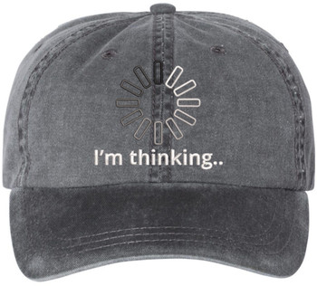 I'm Thinking Please Wait Embroidered Vintage Baseball Cap Washed Denim Adjustable Funny Dad Hat