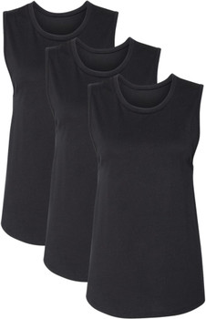 Womens Muscle Tank Top 3 Pack Sleeveless Workout Shirts Cotton Relaxed Fit Athletic Cami Tanks