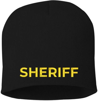 Sheriff Embroidered Skull Cap | 100% Acrylic Knit Police Winter Warm Beanie Hat