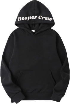 Reaper Crew Embroidered Hoodie Grim Reaper Hood Design Unisex Hooded Sweatshirt, Black