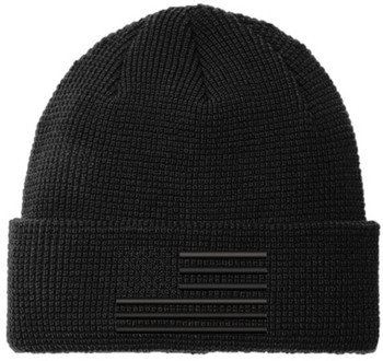 Thermal Knit Grid Watch Cap with Embroidered US American Flag, USA Tactical Beanie Winter Hat