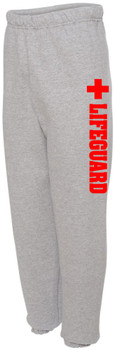 Lifeguard + Cross Side Print Sweatpants | Beach Rescue Water Safety Patrol Athletic Pants for Men & Women