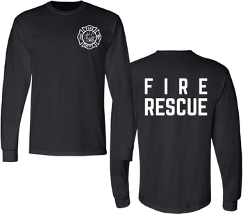 Fire Dept. Fire Rescue Long Sleeve T-Shirt | Firefighter First Responder Warm Double Side Printed Tee Shirt