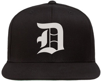 Old English Alphabet D Embroidered Baseball Cap | Classic Gothic Letter Adjustable Flat Bill Snapback Unisex Hat