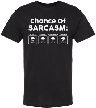 Chance Of Sarcasm Printed T-Shirt Weather Forecast Funny Humorous Joke 100% Cotton Crewneck Tee