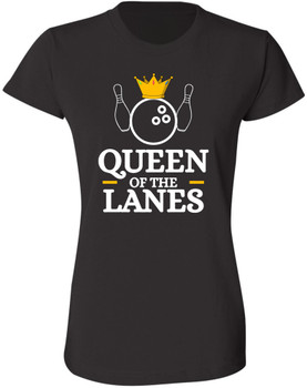 Queen of The Lanes Women Printed T-Shirt | 100% Cotton Crewneck Bowling Tee Shirt For Girls