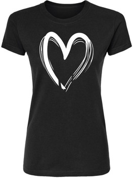 Heart Outline Printed T-Shirt Minimalist Hand Drawn Love Graphic 100% Cotton Crewneck Tee