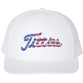 Titties Golf Embroidered Trucker Hat Funny USA Flag Funny Gag Gift Mesh & Snap Back Baseball Cap
