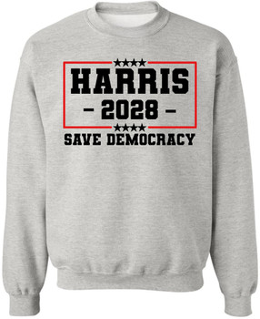 HARRIS 2028 Save Democracy Printed Sweatshirt Political Election Cotton Blend Crewneck Pullover