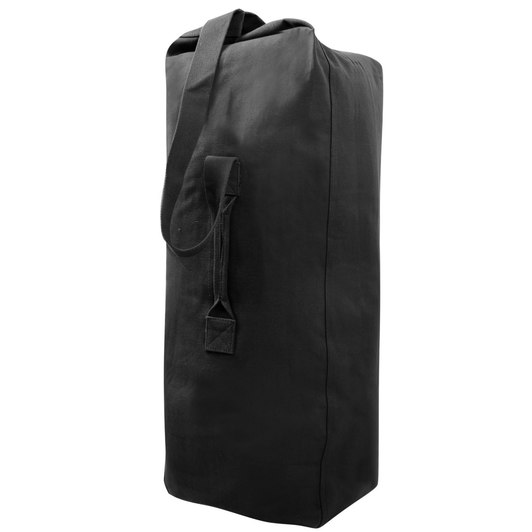 Black Heavyweight Cotton Canvas Deluxe Top Loader Gym Travel Duffle Bag