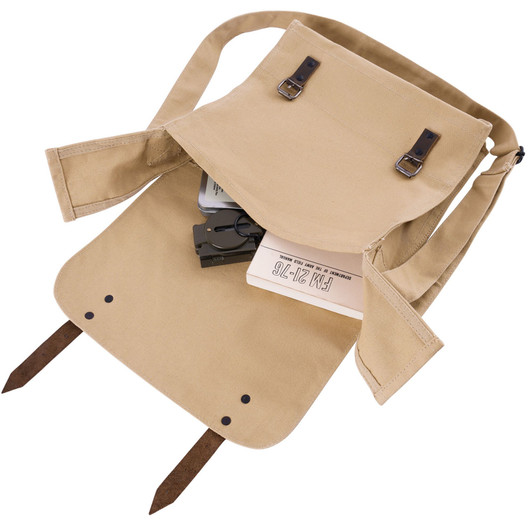 Khaki Vintage Canvas Medic Red Star Military Shoulder Bag (9132)