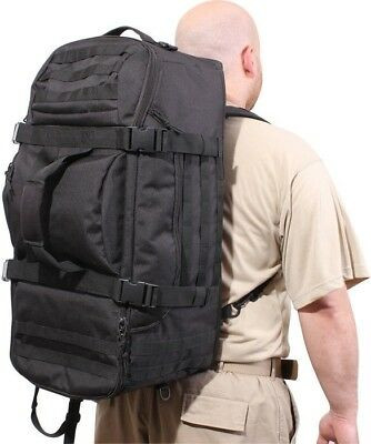 Black Tactical Mission Duffle Carry Bag Multi Functional Convertible Backpack
